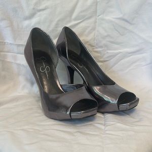 Jessica Simpson Chrome Heels